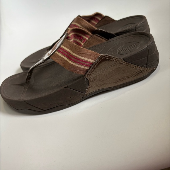 FitFlop Walkstar brown slide thong wedge sandals size 37 - Picture 4 of 7